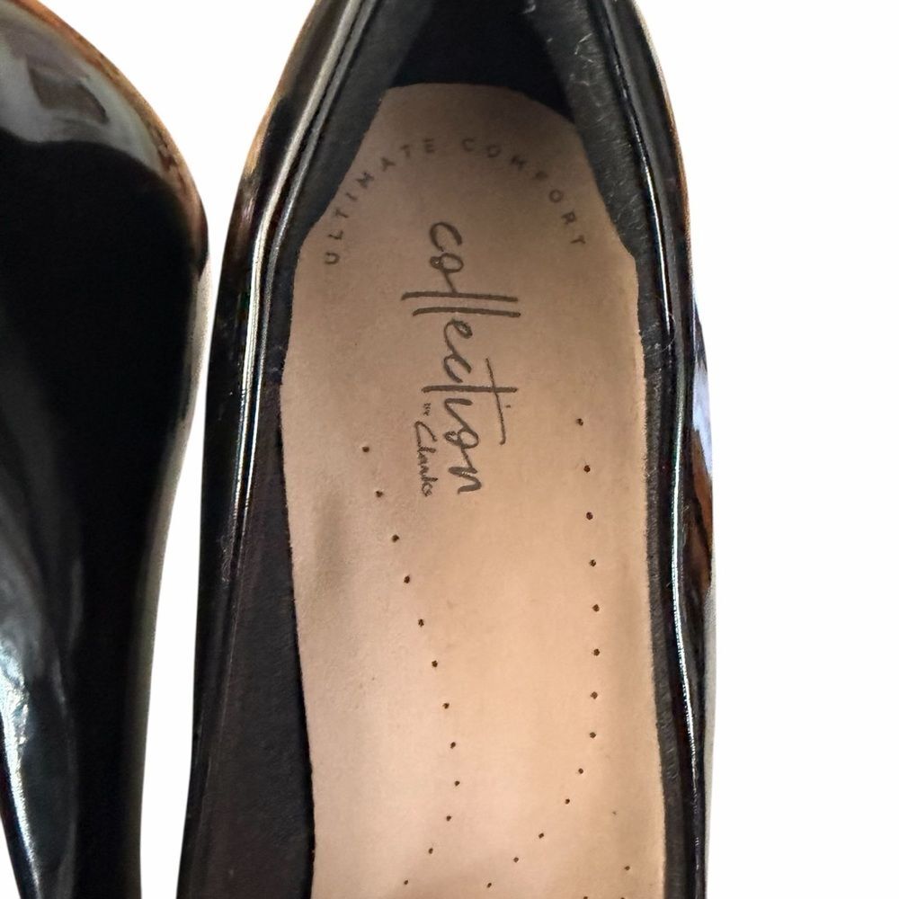 Clarks Ambyr Joy Black Patent Leather Pumps Heels Women's Size 9.5 W - Picture 8 of 9